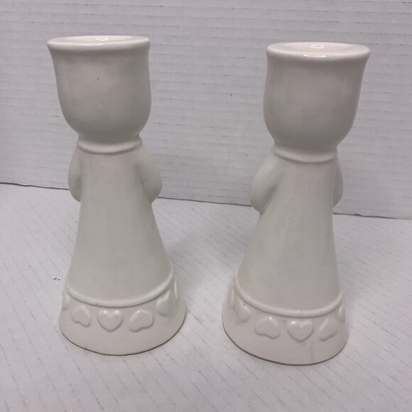 Rare-MCM Vintage white ceramic Japanese Choir girl taper candle holder(set of 2) - Picture 3 of 13